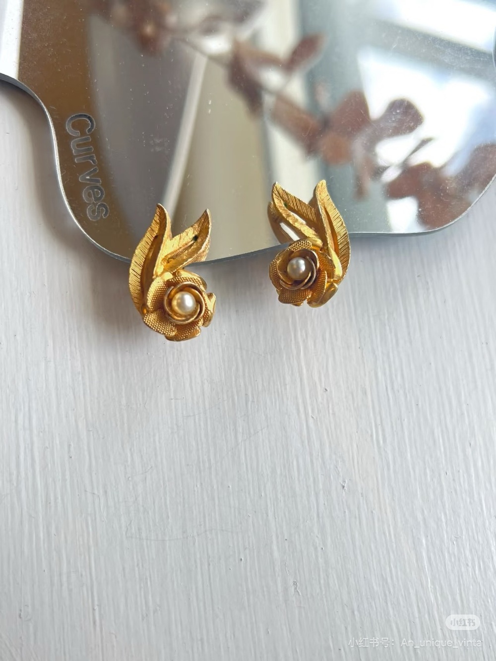 Gold Floral Pearl Clip-On Earrings - Women Jewelry